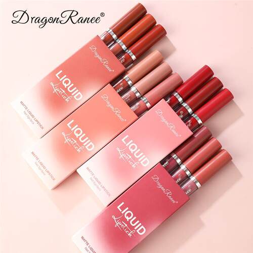Pcs Velvet Matte Lip Tint Set 跨境3支装丝绒雾面唇釉 唇部套装