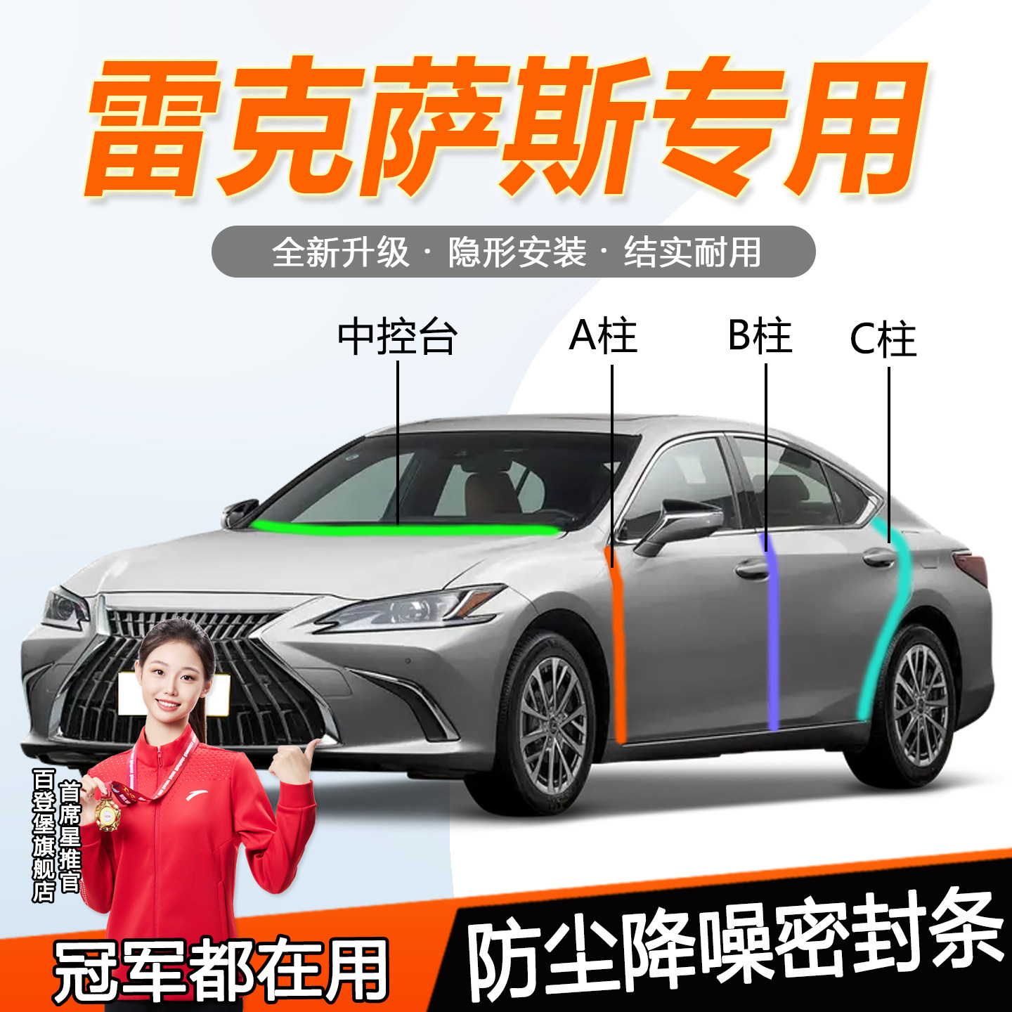 雷克萨斯ES200/300H/GX/LSC凌志NX/LM汽车门BC柱中控台隔音密封条