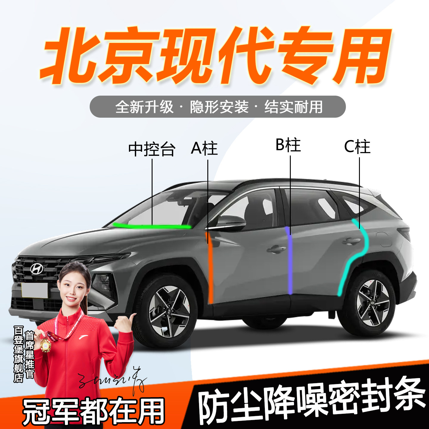 北京现代朗动悦动iX35库斯途专用密封条汽车门BC柱仪表台隔音胶条