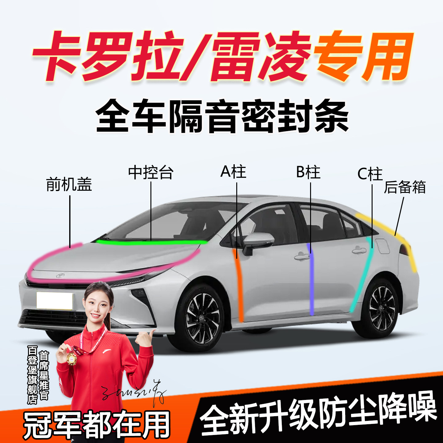 丰田卡罗拉/雷凌汽车ABC柱密封条