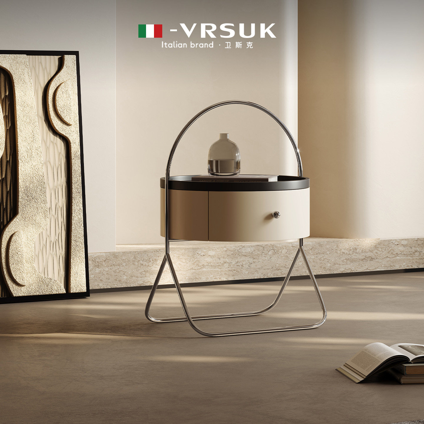 【自营】VRSUK意式轻奢简约设计床头柜现代卧室用储物柜专利边柜,住宅家具,床头柜,淘宝优惠券,粉丝福利购,淘宝优惠卷