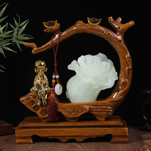 「次日达」新款 上市玉白菜摆件善财童子创意家居客厅玄关收银台招