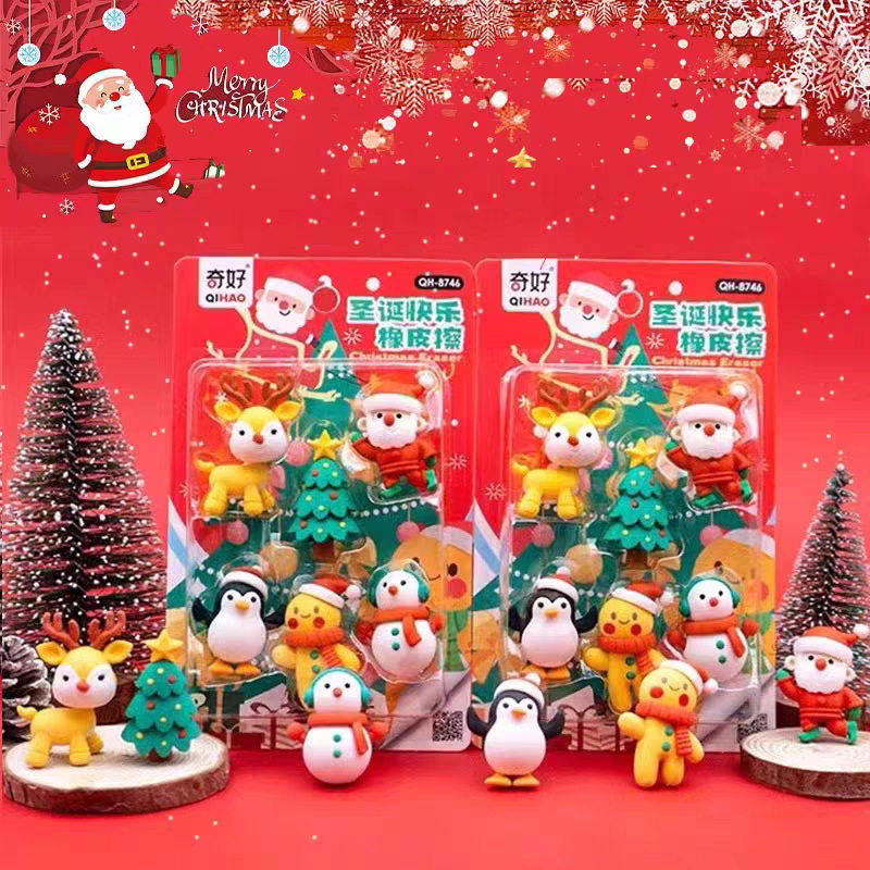 【次日达】8746圣诞老人橡皮擦3D立体拼装可拆卸麋鹿圣诞树雪人企