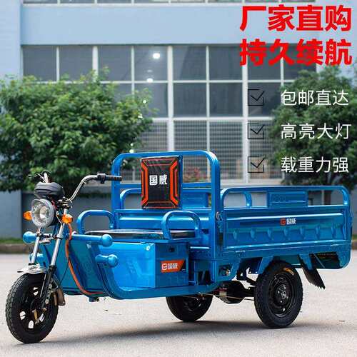 国威电动三轮车拉货带棚农用货运载货翻斗三轮车摆摊快递车