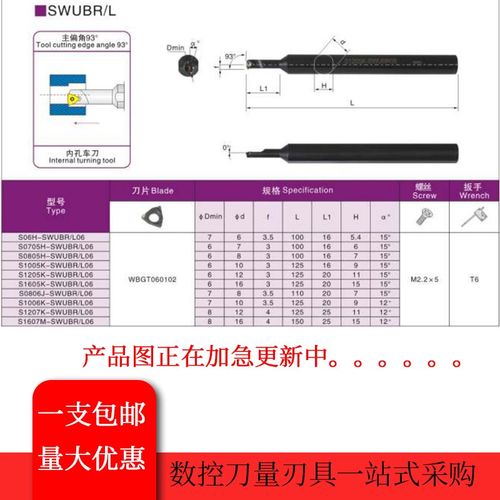 93度数控内孔车刀杆S0806J/S1006K/S1206K/S1207K/S1607M-SWUBR06
