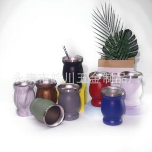 阿根廷马岱杯304不锈钢马黛杯马黛茶杯红酒杯双层隔热马黛茶水杯