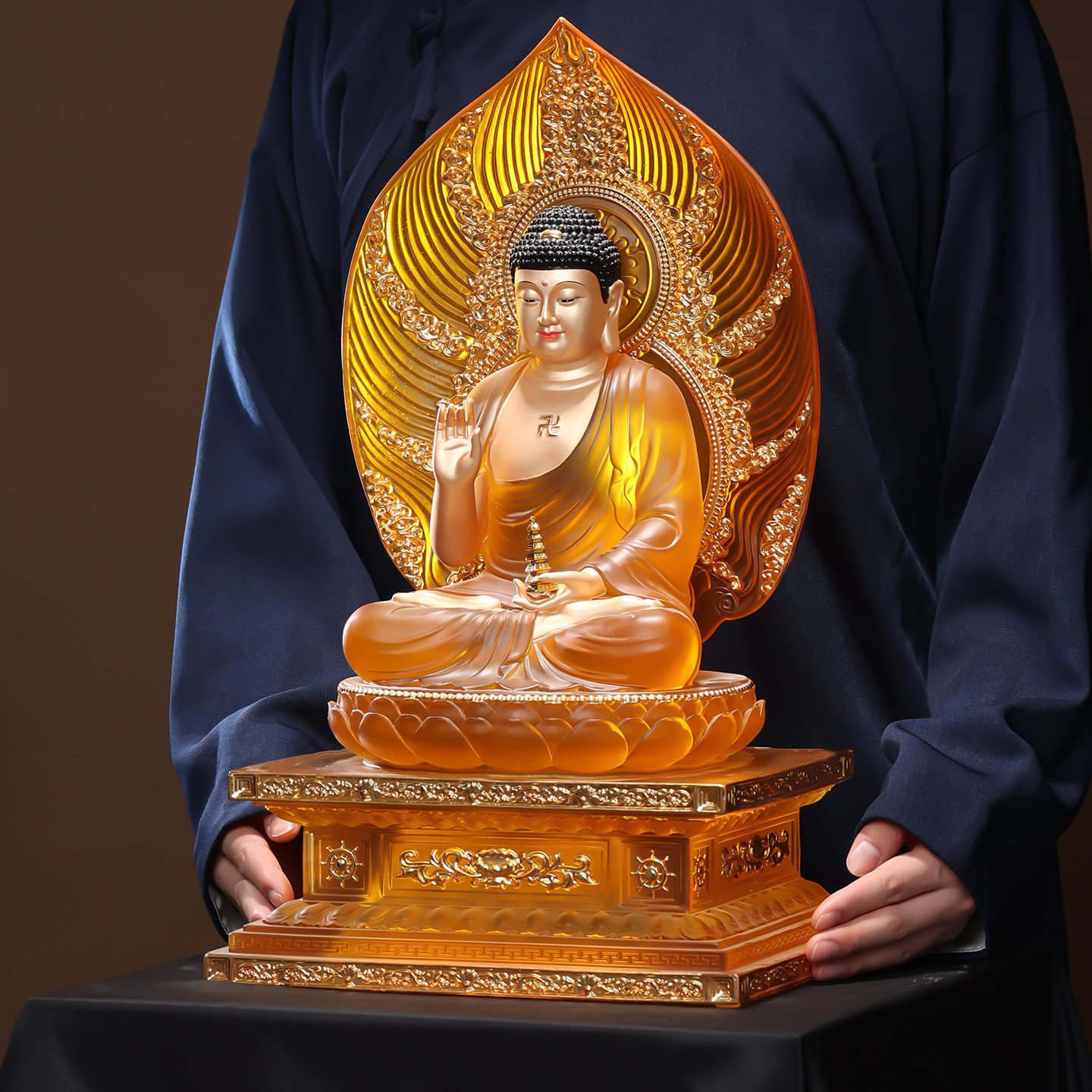 琉璃药师如来佛像供奉摆件药王菩萨药师琉璃光如来真身东方三圣像