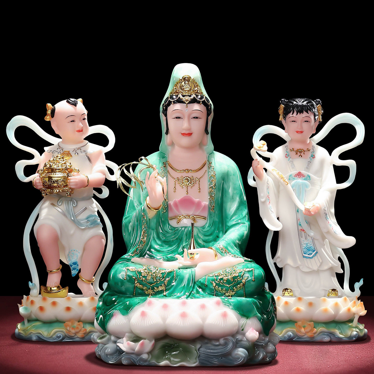 南海观音菩萨佛像观音佛像金童玉女像善财童子龙女观音像胁侍童子