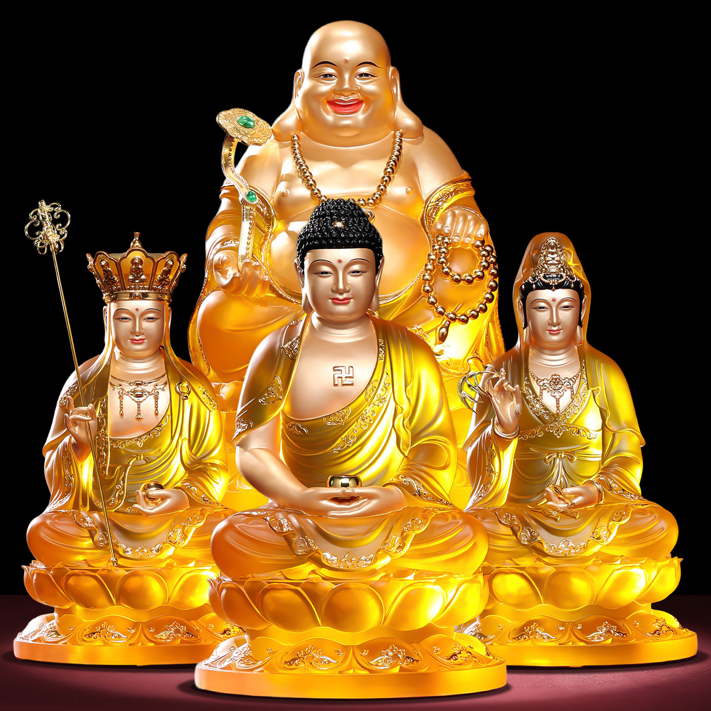 琉璃观音佛像释迦牟尼地藏神像招财弥勒佛佛堂供奉全堂佛佛像摆件