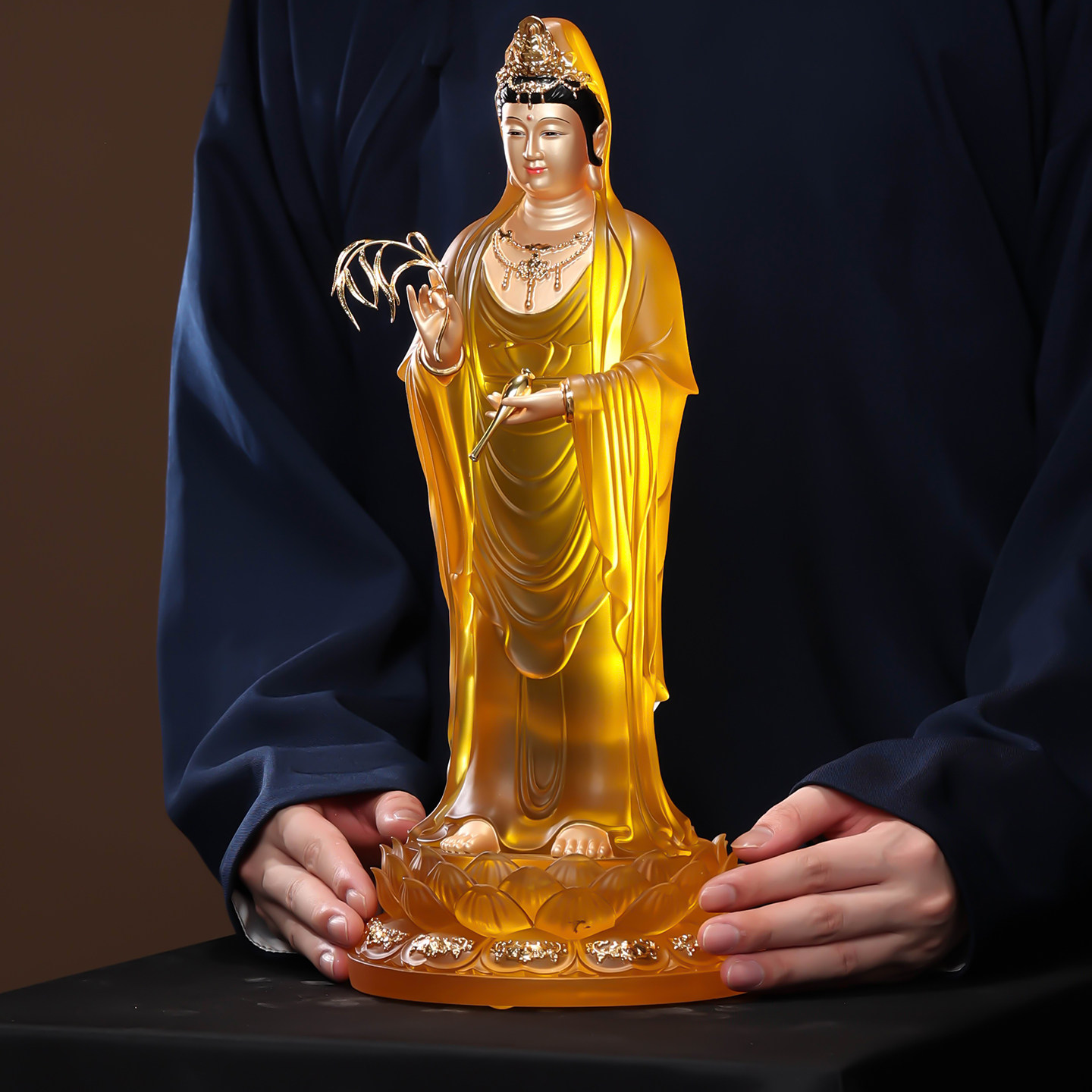 古法琉璃净瓶滴水观音佛像南海观世音菩萨像佛堂寺庙供奉摆件神像