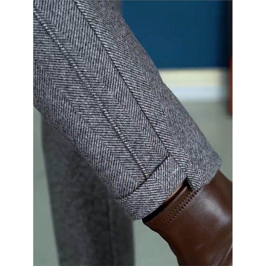 高端羊毛女裤2025新款流行烟裤秋冬羊毛衬里妈妈裤经典灰色西装裤