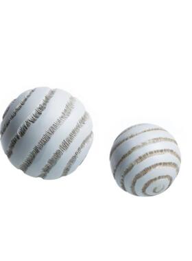 肌理球现代极简约软装样板房间客厅茶几白色化石收纳水果盘摆设