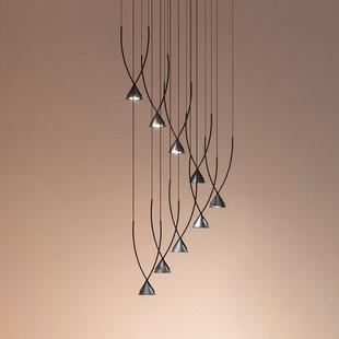 设计师极简咖啡厅样板房高级感装饰侘寂风床头长线楼梯餐厅吊灯