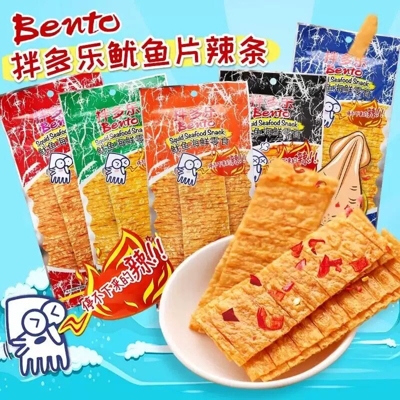 山姆爷泰国进口bento拌多乐手撕鱿鱼片辣条香甜辣味鱿鱼干鱿鱼丝