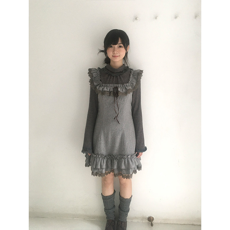 秋冬新款复古Vintage古早感蕾丝荷叶边拼接连衣裙长袖打底两件套,女装/女士精品,时尚套装,淘宝优惠券,粉丝福利购,淘宝优惠卷