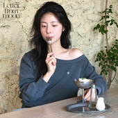 新款 百搭休闲女上衣 from moon斜肩卫衣冬季 赵露思同款 Letter