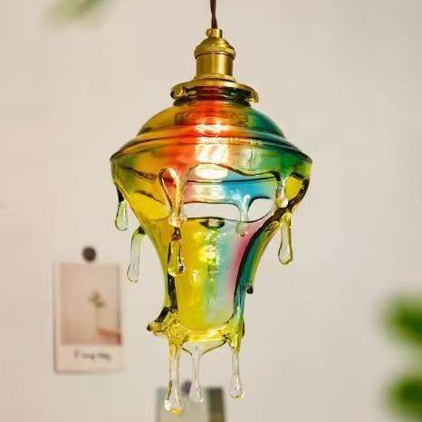 怀旧复古黄铜琥珀树脂灯个性侘寂风民宿卧室床头餐厅吧台玄关吊灯,家装灯饰光源,智能吊灯,淘宝优惠券,粉丝福利购,淘宝优惠卷