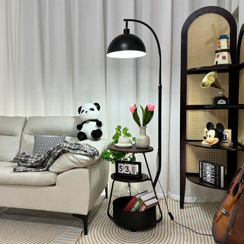 客厅沙发角落地灯中古风卧室智能床头柜一体台灯置物立式边几摆件,家装灯饰光源,装饰落地灯,淘宝优惠券,粉丝福利购,淘宝优惠卷