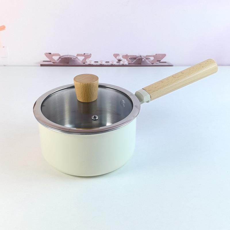 304三层钢奶锅不锈钢平底雪平锅18cm煮面锅不粘小汤锅磁灶通用