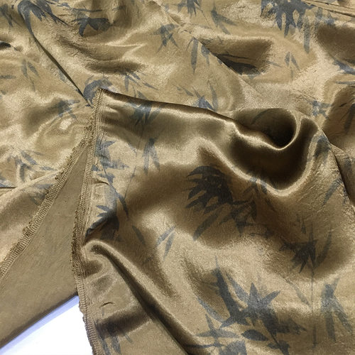 140g香云纱竹叶绸缎醋酸面料 新中式马面裙旗袍汉服暗纹服装面料