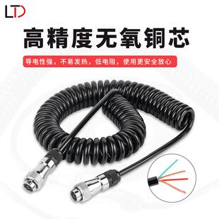 车载监控视频线 5芯澳普龙接口半挂货车拖车后视连接线 PU弹簧线
