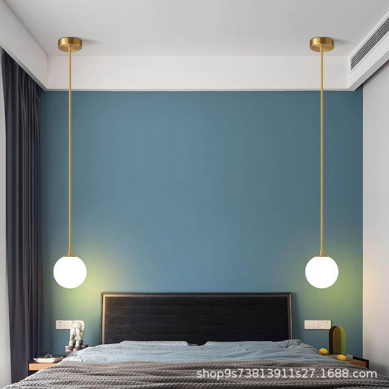 极简主义单头小吊灯卧室床头柜装饰灯北欧简约现代创意餐厅吧台灯,家装灯饰光源,智能吊灯,淘宝优惠券,粉丝福利购,淘宝优惠卷