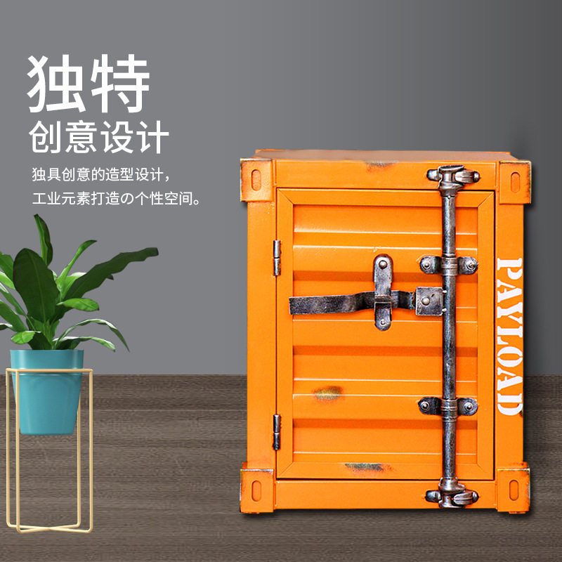 工业风金属床头柜集装箱收纳箱储物箱咖啡屋服装店橱窗摆件陈列品