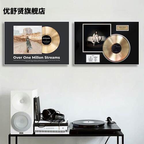 黑胶CD唱片挂画摇滚古典咖啡馆音乐餐厅酒吧客厅沙发背景墙装饰画