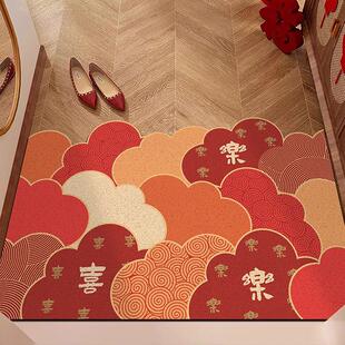 新中式丝圈入户门地毯大门口喜庆除尘蹭土脚垫新年玄关可裁剪地垫