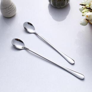 不锈钢冰勺长柄勺子酒店冷饮店吧台酒吧创意加长饮料搅拌勺餐具