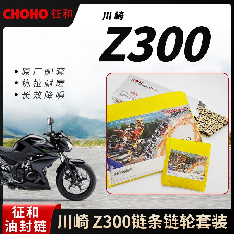 适用摩托车川崎Z300征和油封链条链轮大小飞牙盘齿轮耐磨抗拉耐磨