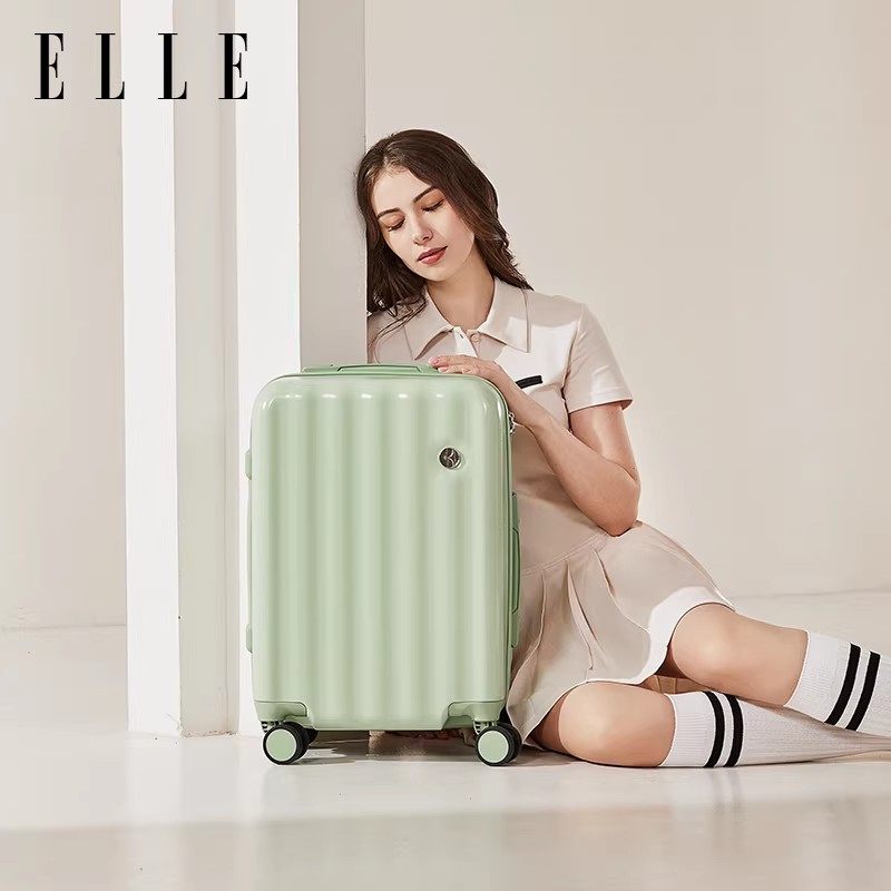ELLE法国时尚行李箱女士拉杆箱拉链密码箱轻便大容量旅行箱登机箱