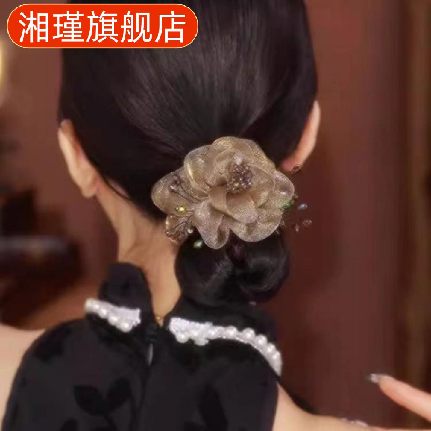 时尚妈妈欧根纱太阳花大肠发圈