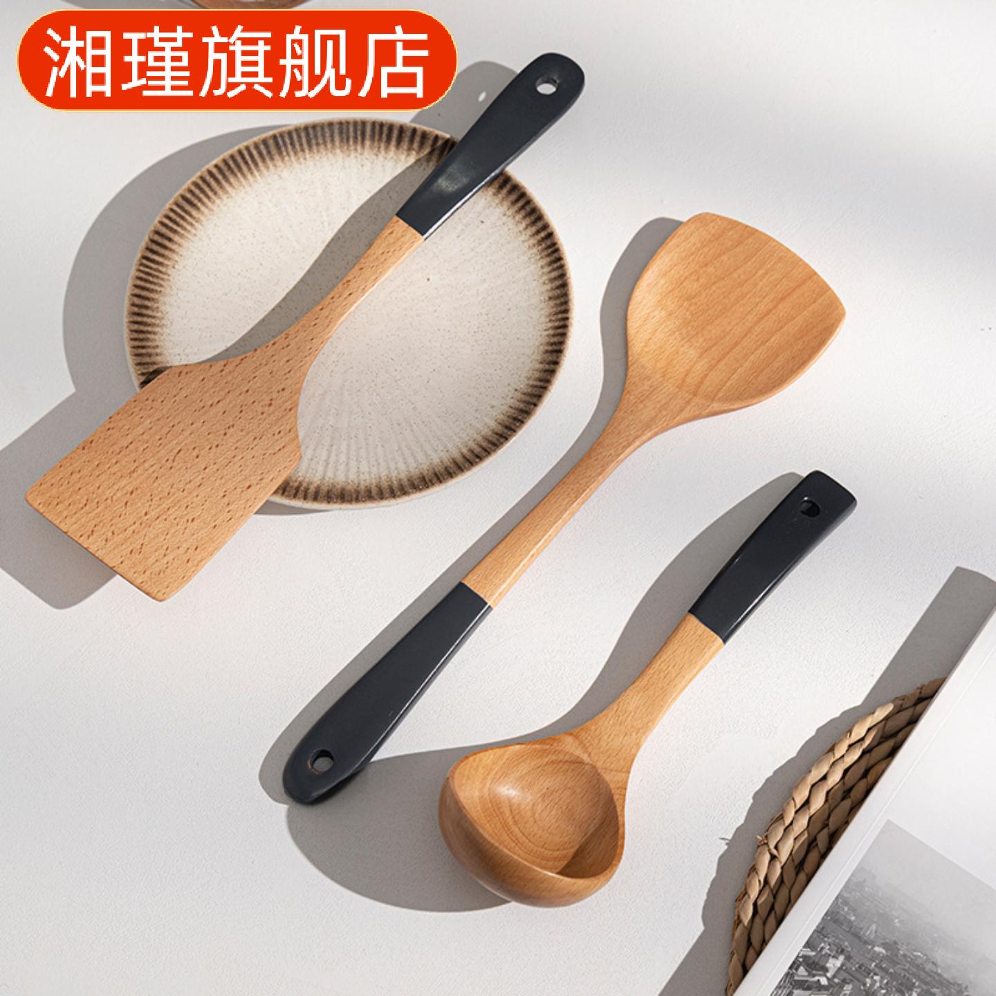 木质榉木长柄锅铲不粘锅专用饭勺
