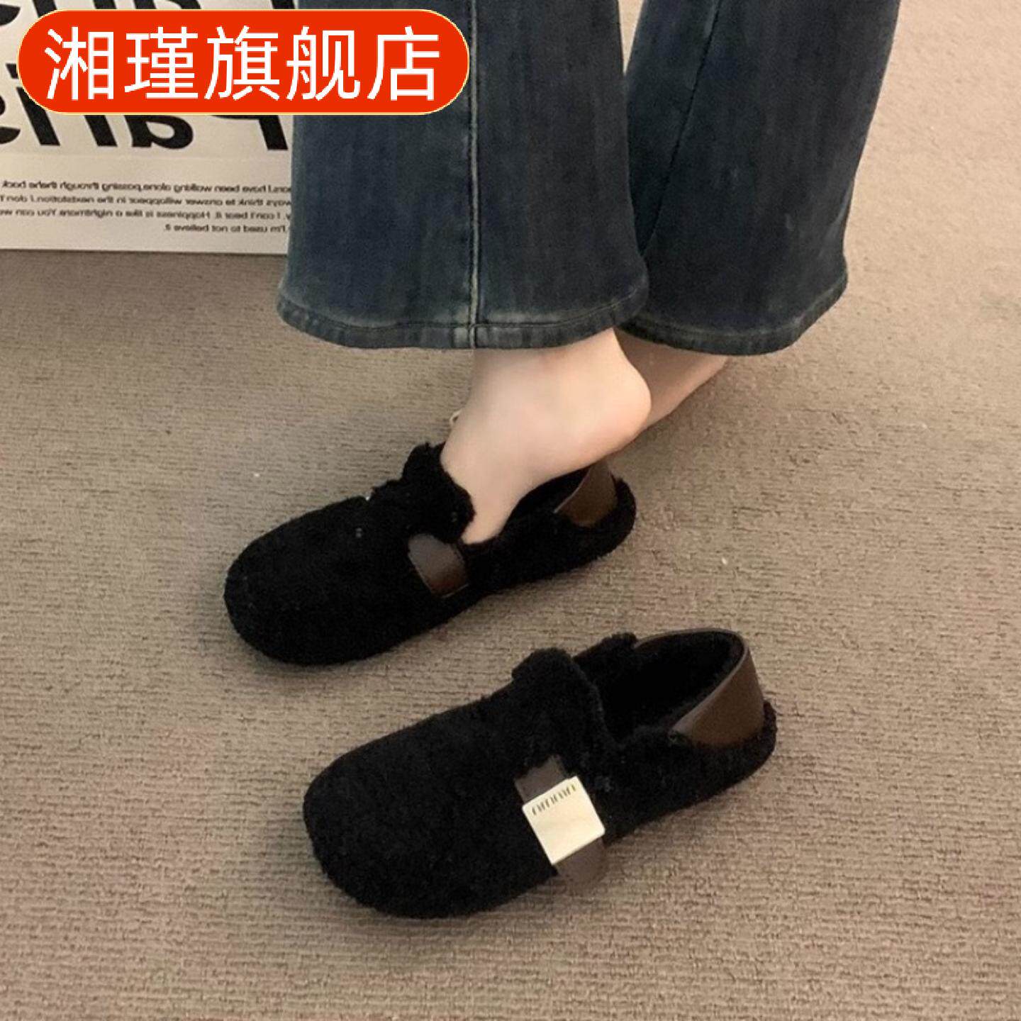 豆豆鞋女新款保暖棉鞋平底休闲鞋