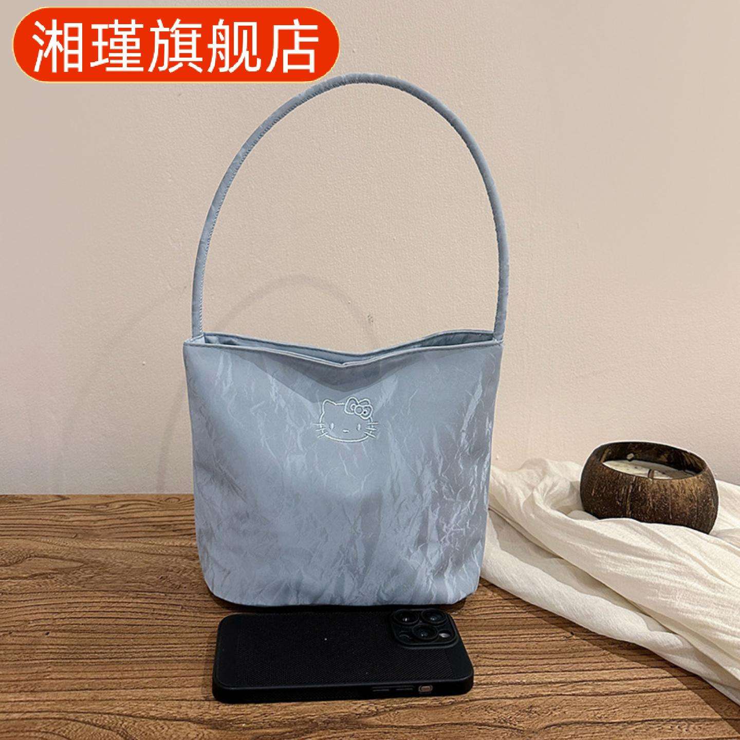 简约卡通刺绣单肩包韩国小众手提