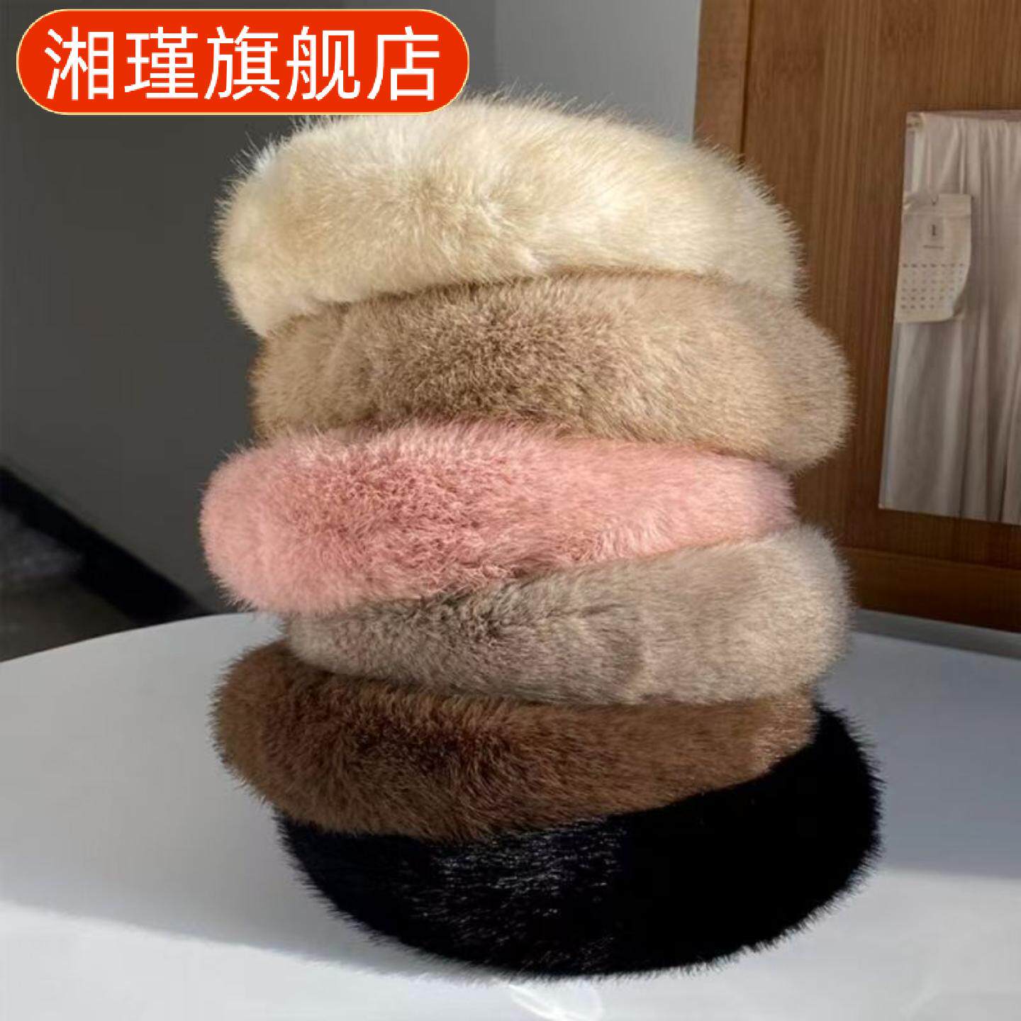 秋冬貂毛绒复古大肠发圈女