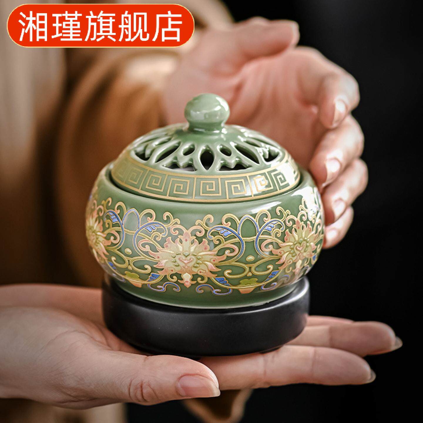 数显电子香薰炉室内定时调温恒温香炉插电创意沉香珐琅彩电熏香炉