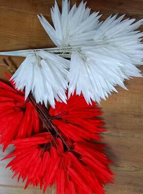 仿真红色竹叶金色白色假竹子叶室内婚庆装饰树叶仿真花真