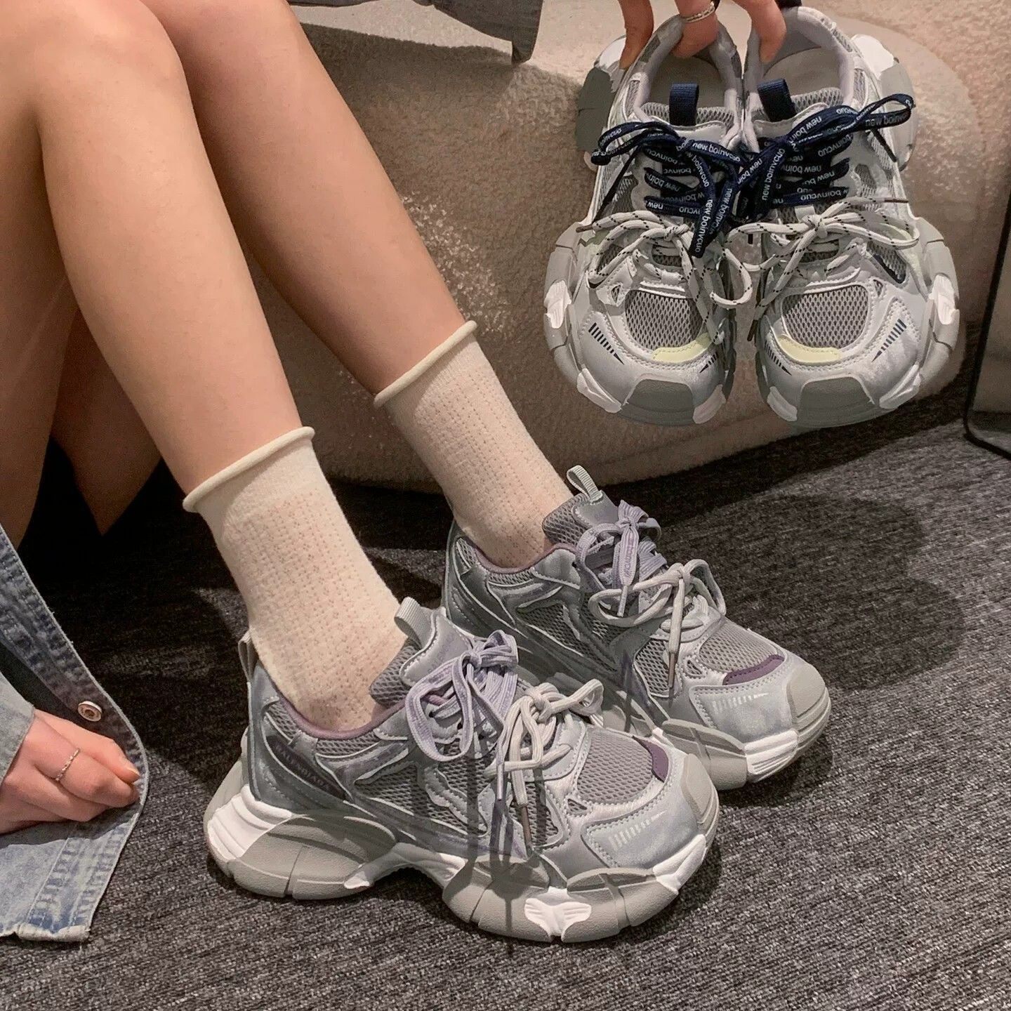 春夏厚底增高透气老爹鞋女百搭