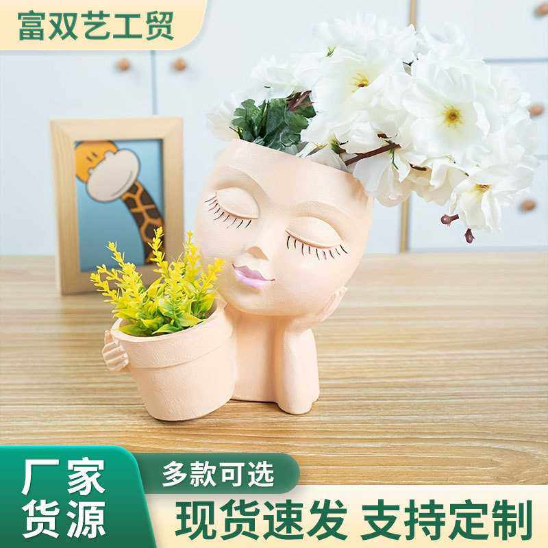 欧式园艺多肉树脂花盆 桌面创意双花盆花器 2022,家居饰品,花盆,淘宝优惠券,粉丝福利购,淘宝优惠卷