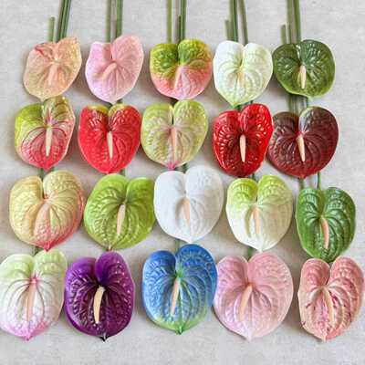 单枝3D打印胶片红掌仿真花火鹤掌手感假花婚庆场景布置软装插花