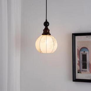 南洋风卧室床头灯小吊灯法式复古中古奶油餐厅餐桌吧台布艺吊线灯