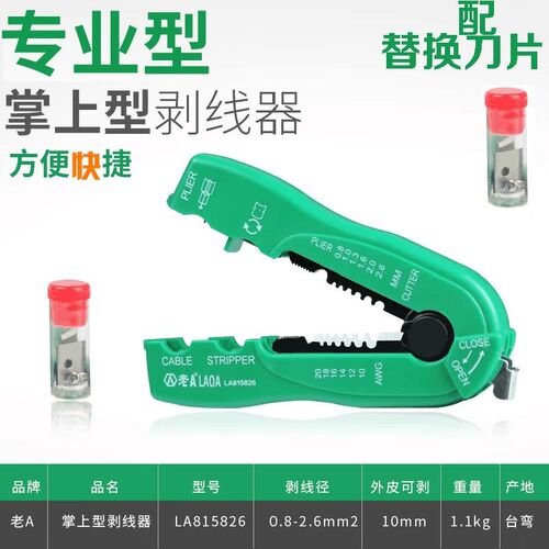 老A(LAOA)多功能掌上剥线器 迷你剥皮器 剥线钳 备用刀片LA815826