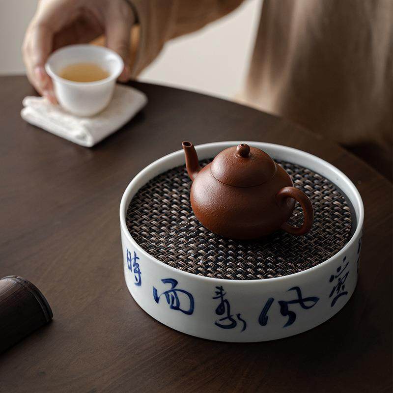 仿古胎诗文壶承陶瓷干泡储水茶盘功夫茶具茶承家用养壶托盘干泡台,餐饮具,整套茶具,淘宝优惠券,粉丝福利购,淘宝优惠卷