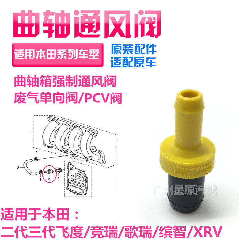 适配本田飞度竞瑞歌瑞XRV缤智气门止逆阀PCV阀排气阀曲轴通风阀