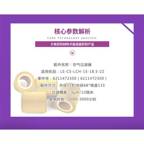 凌格风凌云螺杆机LS/CS/LCH-15/18.5/22保养空气过滤器6211472300