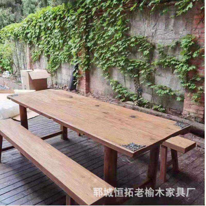 实木书桌家用客厅穿着办公桌简约原木桌子复古民宿桌椅餐桌