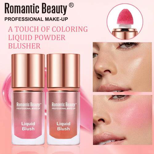 跨境 Matte Liquid Blush 多用海绵腮红棒修容自然胭脂多色持久