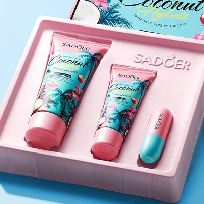 SADOER Coconut Fragrance Care Gift Set 身体乳护手霜唇膏礼盒